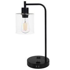 Lamp with USB Charging Ports, Touch Control, LED Bulb Black 