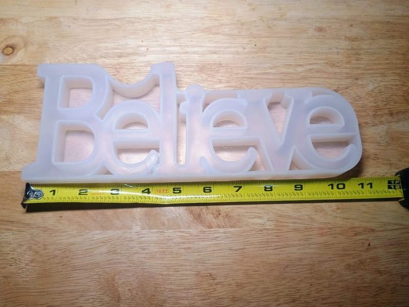 Clear Silicone Resin Mold, "Believe" Word Sign Lettering Casting Mold