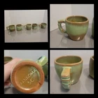 Set of 5 Vintage Frankoma Pottery 5C Prairie Green Plainsman Round Mug