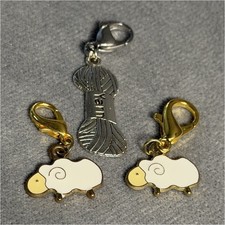 Sheep and Yarn Ball metal enamel crochet stitch markers
