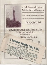 Prospekte VI Marianischer Kongreß 1912 Trier...