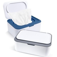 2Pcs Wipe Dispenser, Reusable Baby Wipe Holder Refillable Container, Easy Ope...