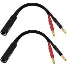 CESS-020 1/4 Inch TS to Dual Banana Plug Speaker Adaptor, 6 Inch - Mono 6.35m...