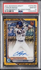 2024 BOWMAN DRAFT CHROME PRSPCT AUTOS GOLD SHIMMER CARSON BENGE 20/50 PSA 10