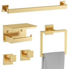 Brushed Gold Towel Bar Set 5 Pieces Bathroom Hardware Accessories Set,Upgrade...