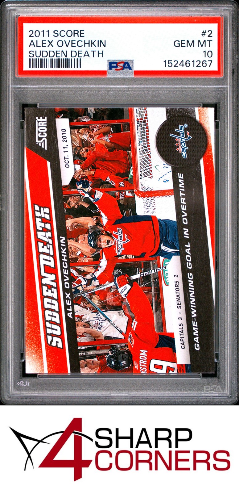 2011 SCORE SUDDEN DEATH #2 ALEX OVECHKIN CAPITALS POP 2 PSA 10