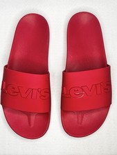 Levi s Red Slide Sandals Men s 12 Approx Logo Pool Slides Rubber Casual Unisex