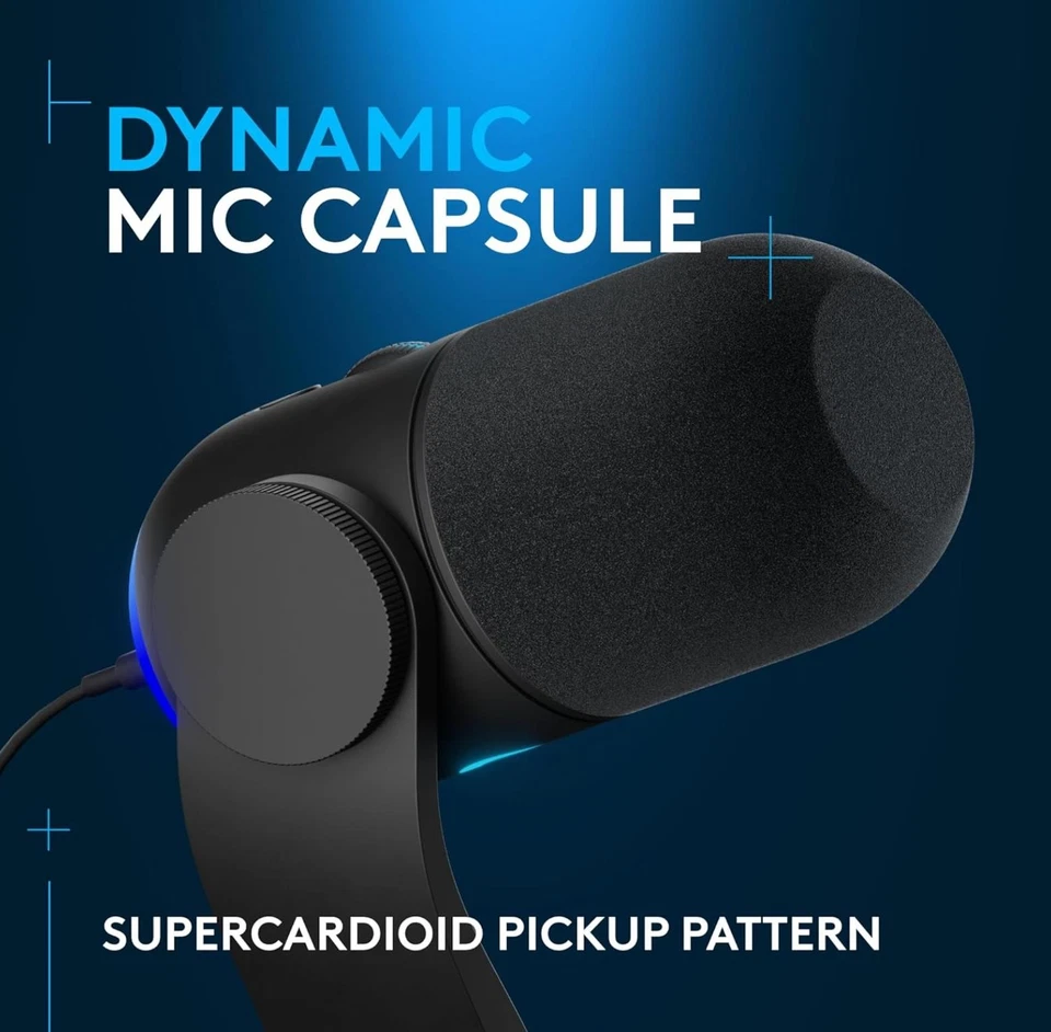 Micrófono para juegos Logitech G Yeti GX supercardioide dinámico LIGHTSYNC RGB USB-C Foto 2 de 4