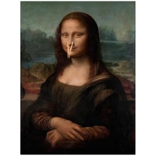 Mona Lisa with Clothespin Parody Poster