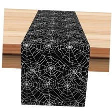 Halloween Table Runner 13x72inch,Linen Spider Web Table Runner for Autumn 