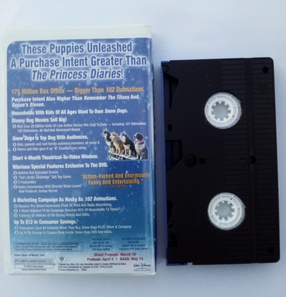Snow Dogs (Gently Used VHS  2002) Screening Copy DISNEY Cuba Gooding Jr. - Image 2 of 4