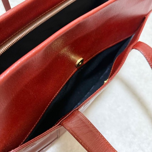Givenchy Vintage Tote Bag Bordeaux Leather Rare Square Logo EX - Picture 9 of 12