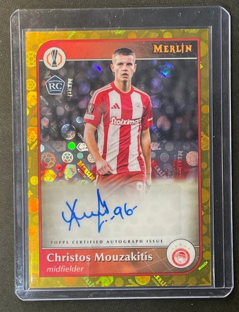 2024-25 Topps Merlin UEFA Gold Vintage Christos Mouzakitis RC AUTO /3 Olympiacos