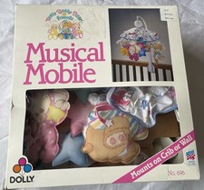 Vintage Dolly Teddy Beddy Bear And Friends Musical Mobile Crib Wall Mount