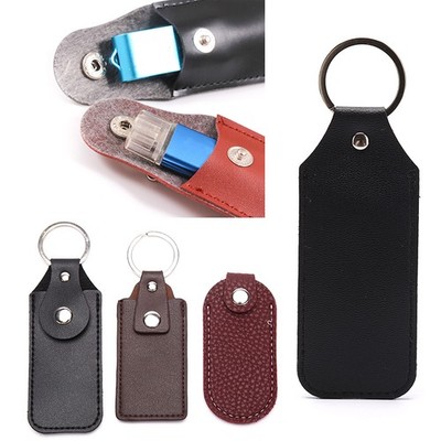 USB Case Protective Bag Portable Pocket Leather Key Ring for Usb Flash Drive HX