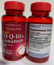 2x Puritan'S Pride Q-Sorb  Co Q-10  Cinnamon Supports Heart Health, 60 Softgels