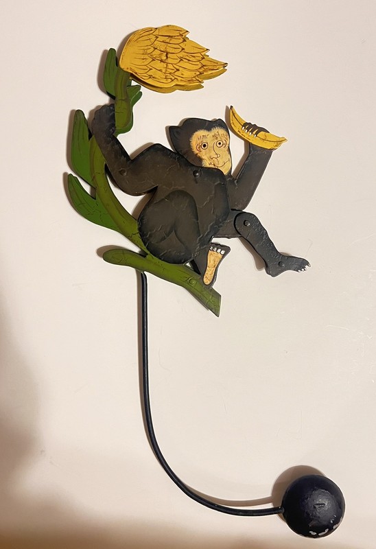 Vintage Folk Art Pendulum Balance Metal Monkey *NO STAND*