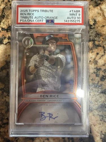 2025 Topps Tribute Ben Rice Auto Orange /25 RC Rookie Autograph PSA 9 Auto 10