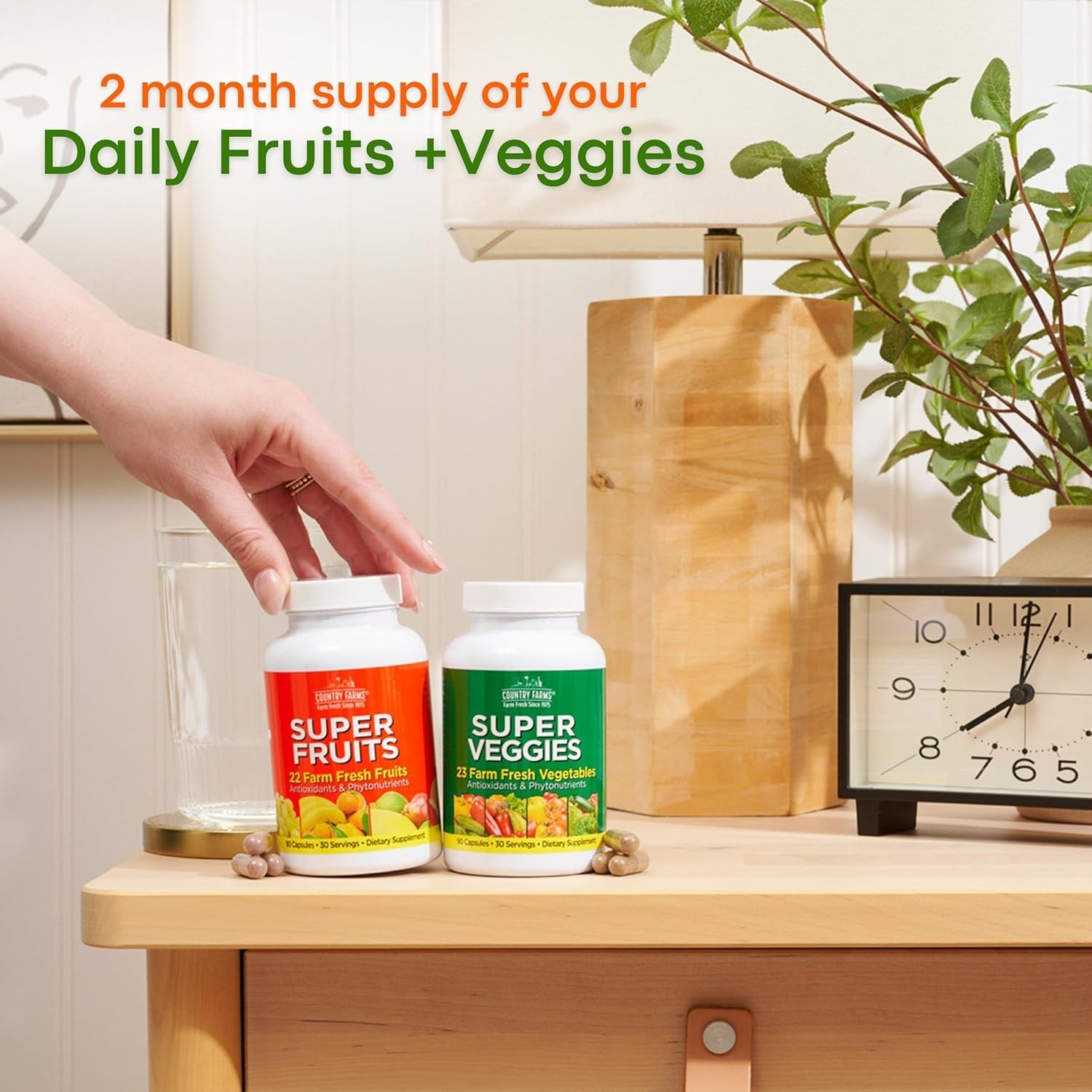 Fruits and Vegetables Supplement, 180 Fruit and 180 Veggie Capsules, Greens a...