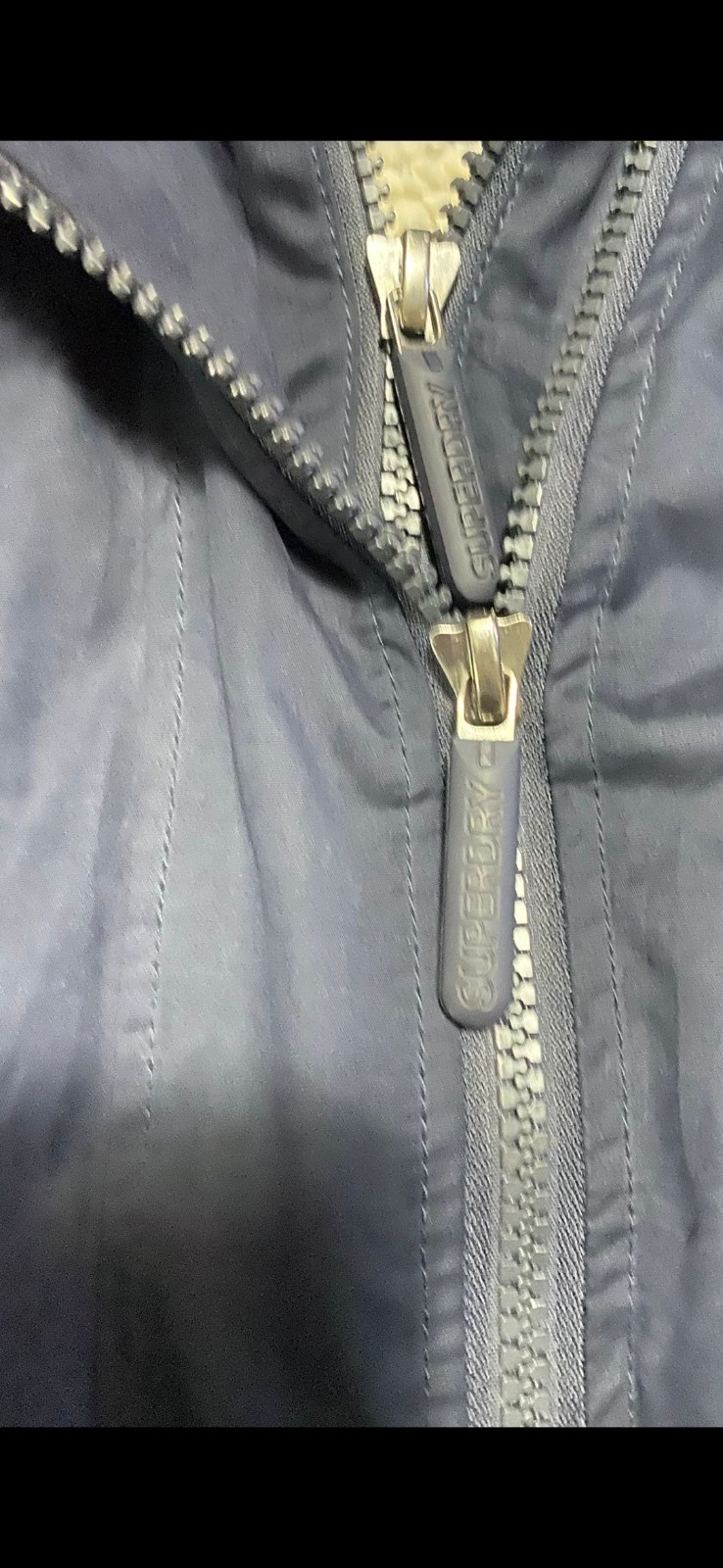 Superdry The Original 021 Microfibre Wind Parka Jacket-Navy–UK 12–Fleece Lined image 3