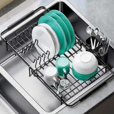 Dish Drying Rack in Sink - Expandable (14.5''-18''L) Over The Sink Dish Rack ...