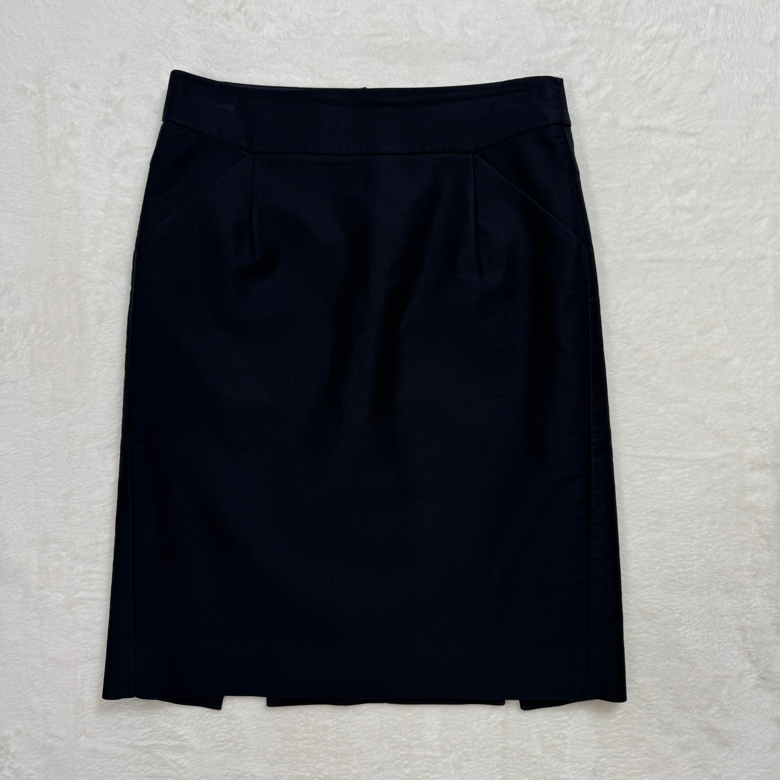 J.Crew Pencil Skirt Women 2 Navy Blue Cotton Stretch Knee Length Office Career