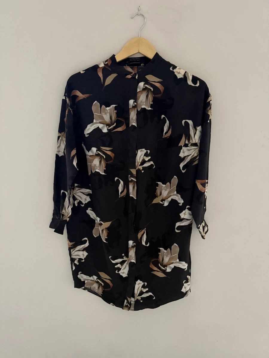 Short En Soie Imprimé Floral AllSaints - Taille US 2 - Occasion Très Bon état - 100% Soie