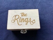 Wood Ring Bearer Box for Wedding Rings Whitewashed Double Ring Box NEW