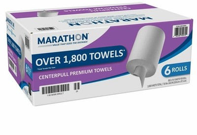 Marathon Centerpull Premium White 1-Ply Paper Towels 6 Rolls, 300 Sheets/Roll