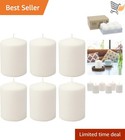 White Tall Pillar Candles 3x4 Inch 35 Hour Burn Bulk Set for Decor Weddings