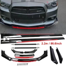 For Dodge Charger U Front Bumper Lip Spoiler Splitter Side Skirt Glossy Black