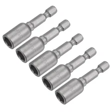 5pcs 1/4" Quick-Change Hex Shank 8mm Magnetic Nut Driver Bit 1.89" Length