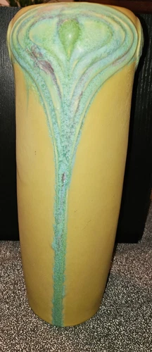 1903 Vintage Van Briggle Vase, Peacock Feather Design- Beautiful Condition!