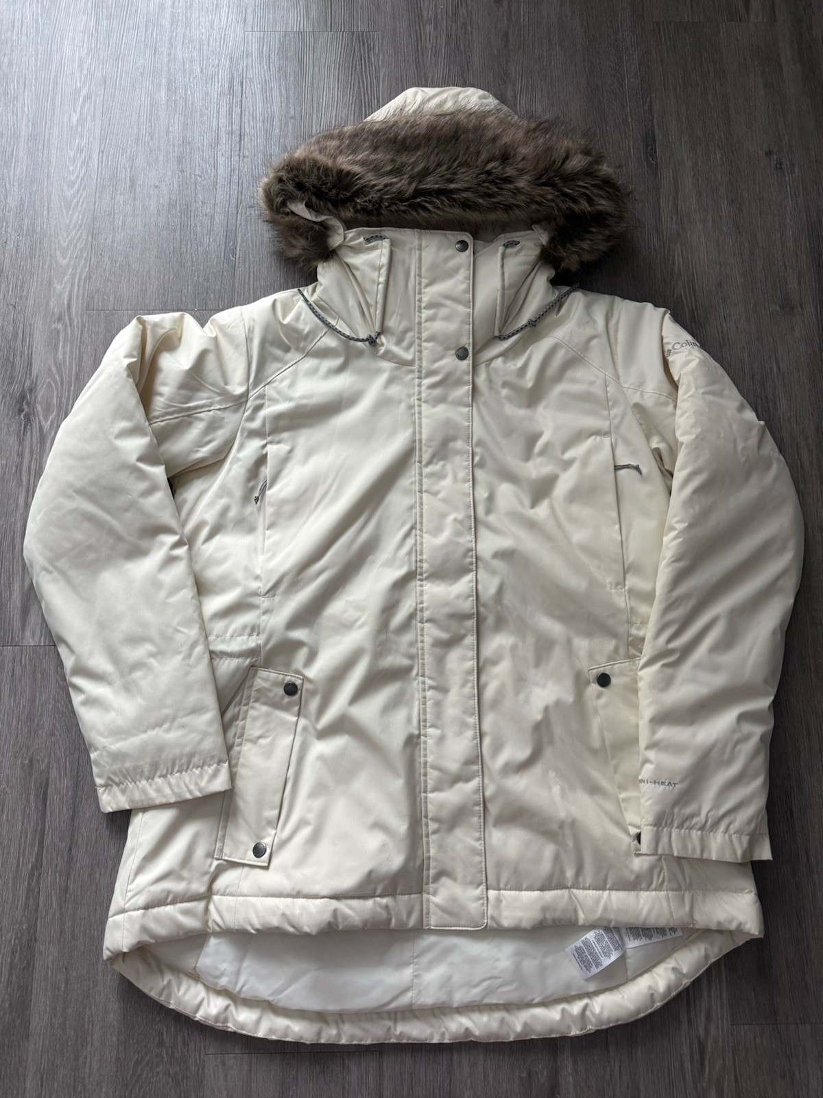 Columbia Women's White Hooded Insulated Omni Heat Parka Jacket Size XL