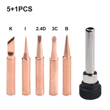 6pcs Copper 900M-T Soldering Iron Tip & Handle Set And Soldering Station New