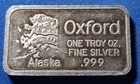A Vintage Alaska Oxford Refiners Silver Art Bar Ingot 1 Troy oz 0.999 Silver