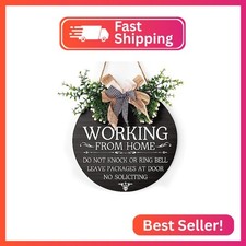 Working From Home Sign for Front Door 12"x12", Please Do Not Knock or Ring Bell