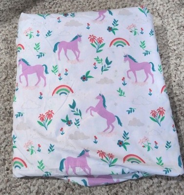 Pillowfort Cotton Unicorns & Rainbows Twin Flat Sheet