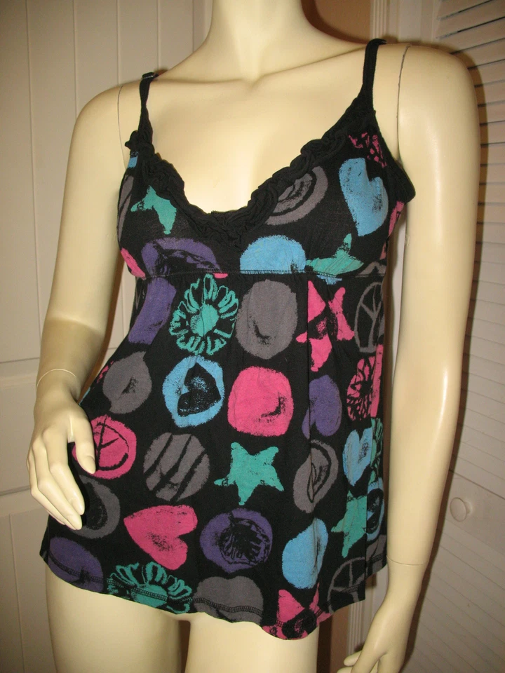 Top de espagueti Arizona vintage Y2K para mujer cuello en V grande negro multicolor geométrico Foto 4 de 4