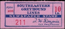 VEGAS - Southeastern Greyhound 10lb Newspaper Stamp Not in Scott Catalog
