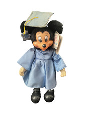 Vintage Applause Disney Graduation Mickey Mouse Plastic Face 10  Plush 1986