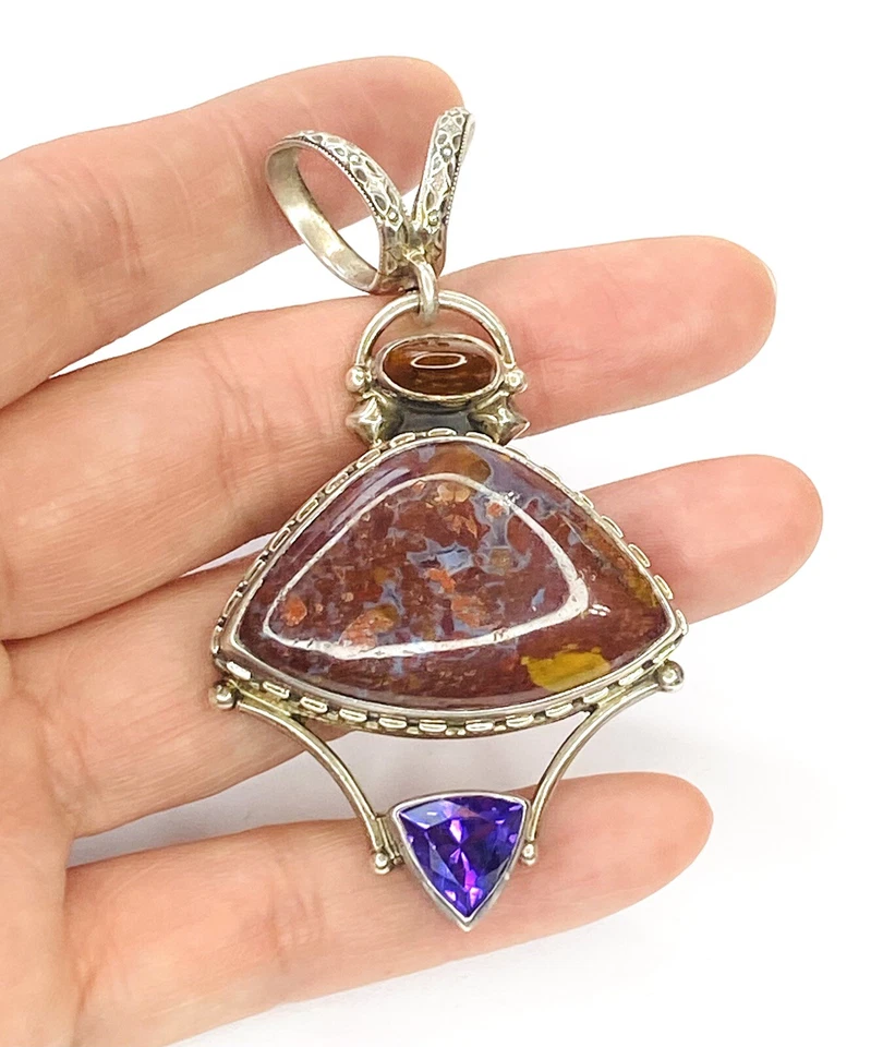 Colgante de amatista ágata ámbar esterlina REVE de Don & Elizabeth Buck de colección 25,5 g Foto 3 de 4