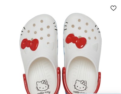 Hello Kitty Crocs Classic Clog W8 White Blue & Red Barrett 50th Anniversary 2024
