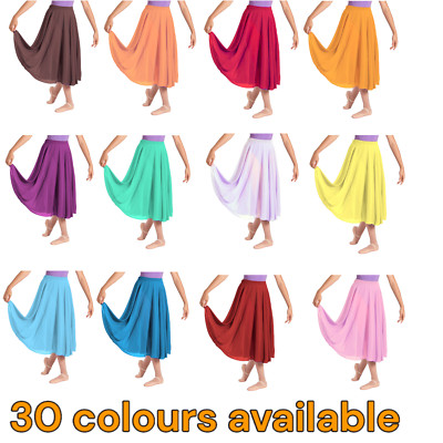 Casual Wear Full Circle Color Chiffon Ballet Dance Long Maxi Skirts For Girl C43