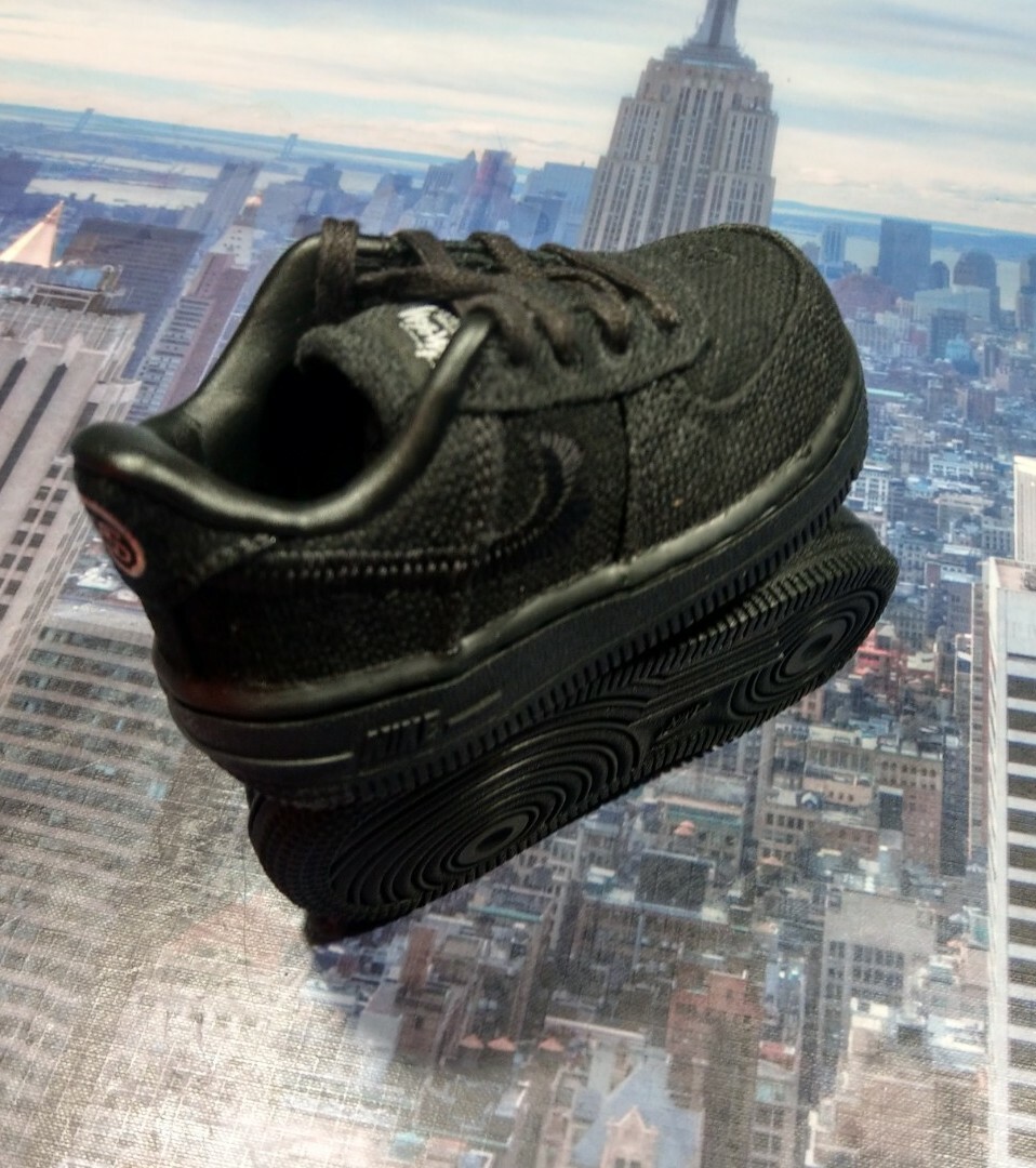 Nike x Stussy Air Force 1 Low Triple Black TD Toddler Size 5c