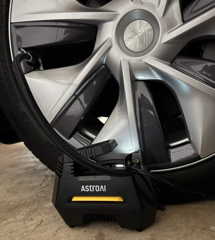 AstroAI Portable 12V Tire Inflator with Digital Gauge & LED Light for Car & Bike