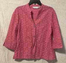 Women's Rebecca Malone Cotton Blend Lace Sheer Lightweight Loose Fit Top X Large