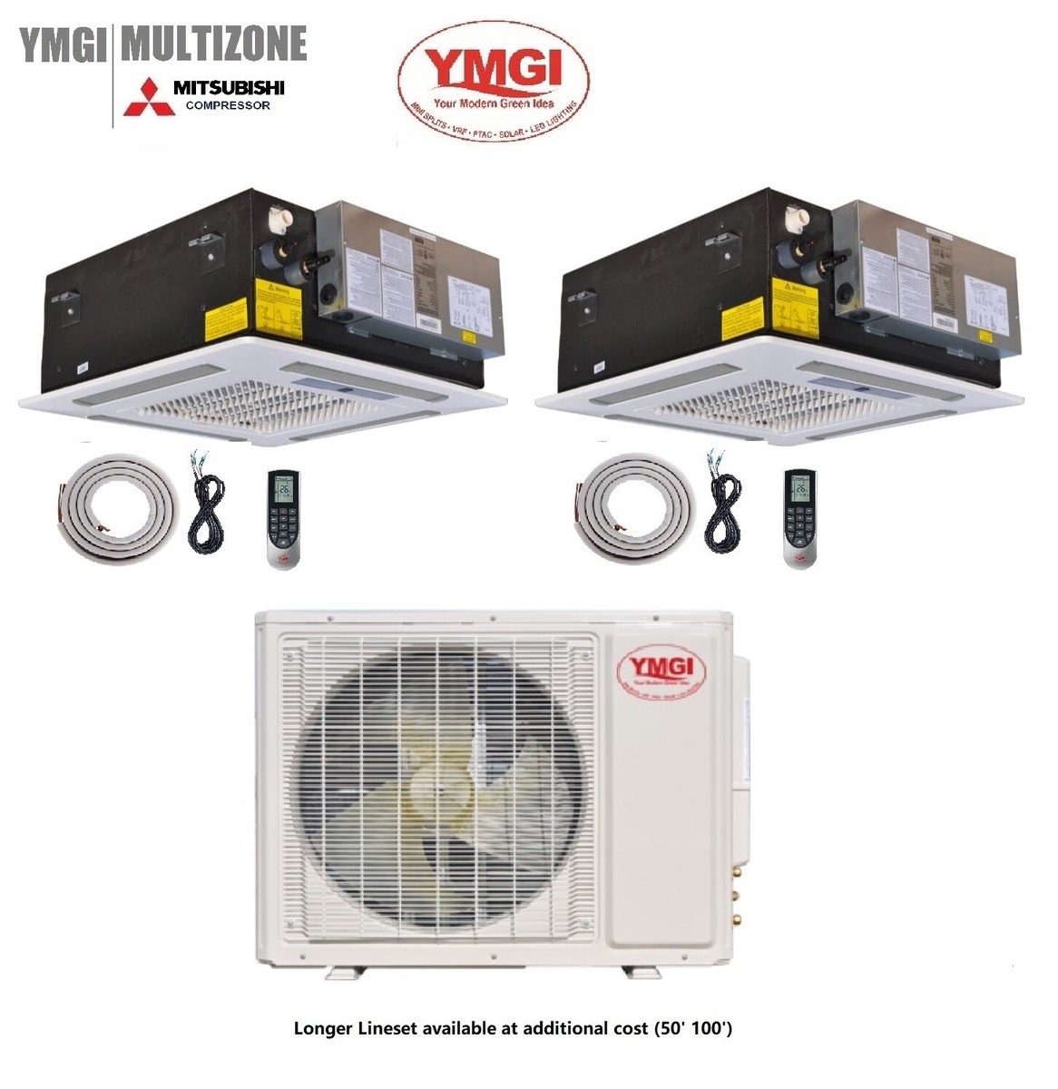 Ductless Mini Split AC Heat pump 30000 BTU 21 SEER Zone Ceiling