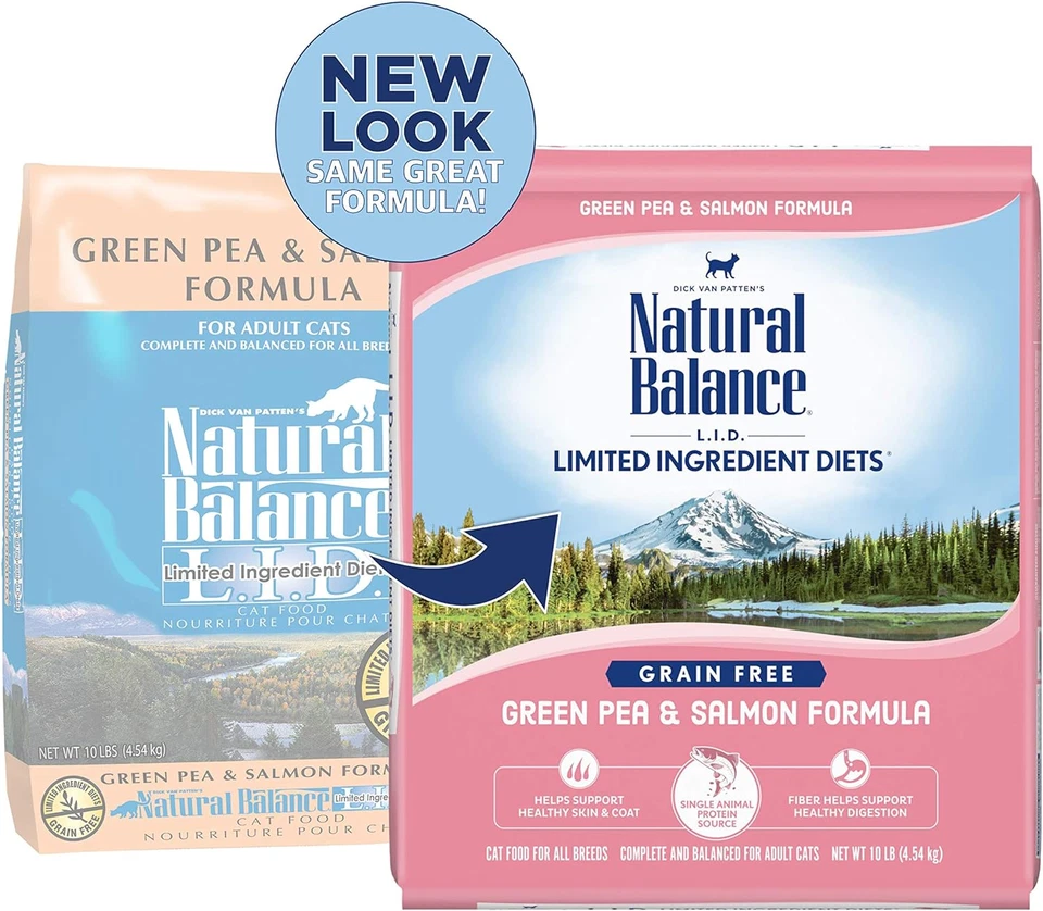 Natural Balance Ingrediente Limitado Adulto Sin Granos Comida Seca para Gatos, Salmón y Verde Foto 2 de 4