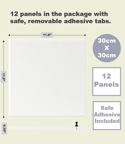 Lightweight 12 Pack Warm White Wall Tiles - Safe, Stylish Cork Board Alternative - Picture 5 of 8